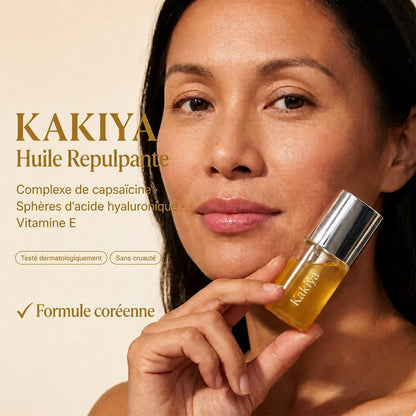 Kakiya Huile Repulpante — complexe de capsaïcine, sphères d'acide hyaluronique, vitamine E